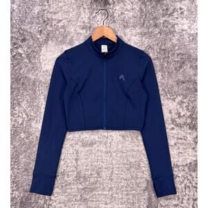 Oner Cropped Jacket Medium Womens Blue Full Zip